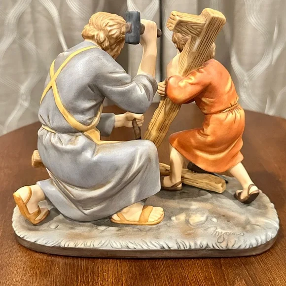 Homco 1989 Masterpiece Porcelain Figurine “The Carpenter” Joseph and Child Jesus